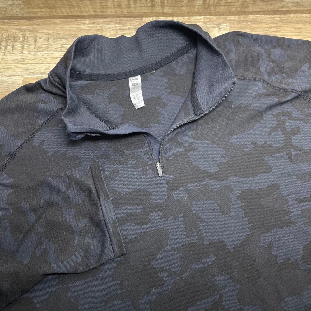UNRL Golf Mens 2XL Quarter Zip 1/4 Pullover Camo Black Navy Blue Performance Top